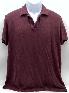 Theory Men's 100% Cotton Deep Burgundy Summer Polo/Golf Shirt-Size L